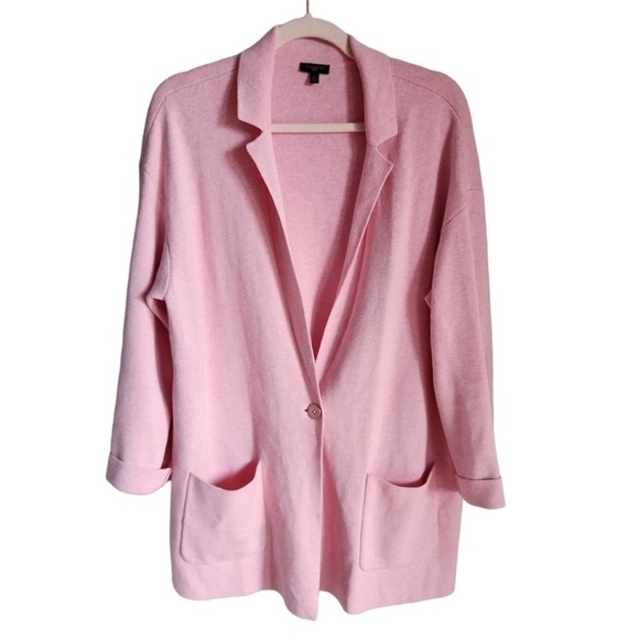 Talbots Merino Wool Blend Sweater Coat Blazer Jacket Patch Pocket Open Cardigan - Picture 3 of 7